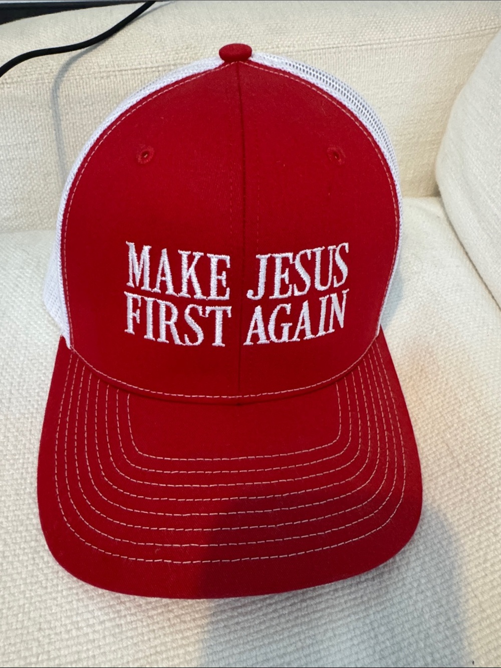 Make Jesus Great Again Embroidered Mesh Trucker Hat